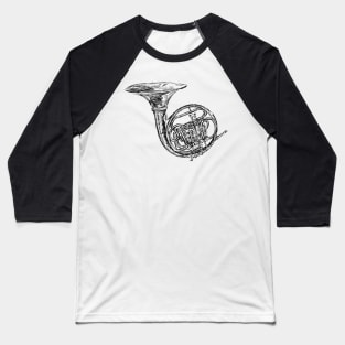 French Horn Sketch Baseball T-Shirt